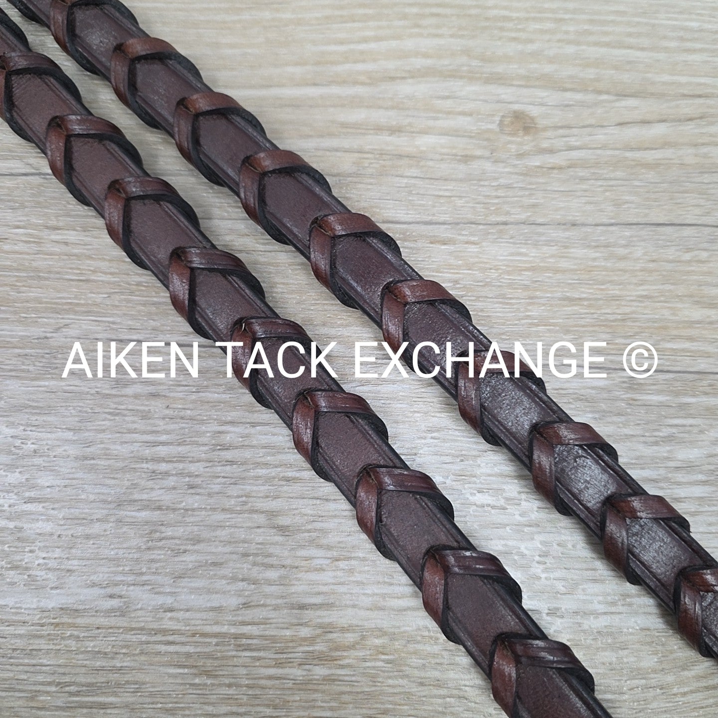 Plain Raised Laced Reins, Brown, Size Full
