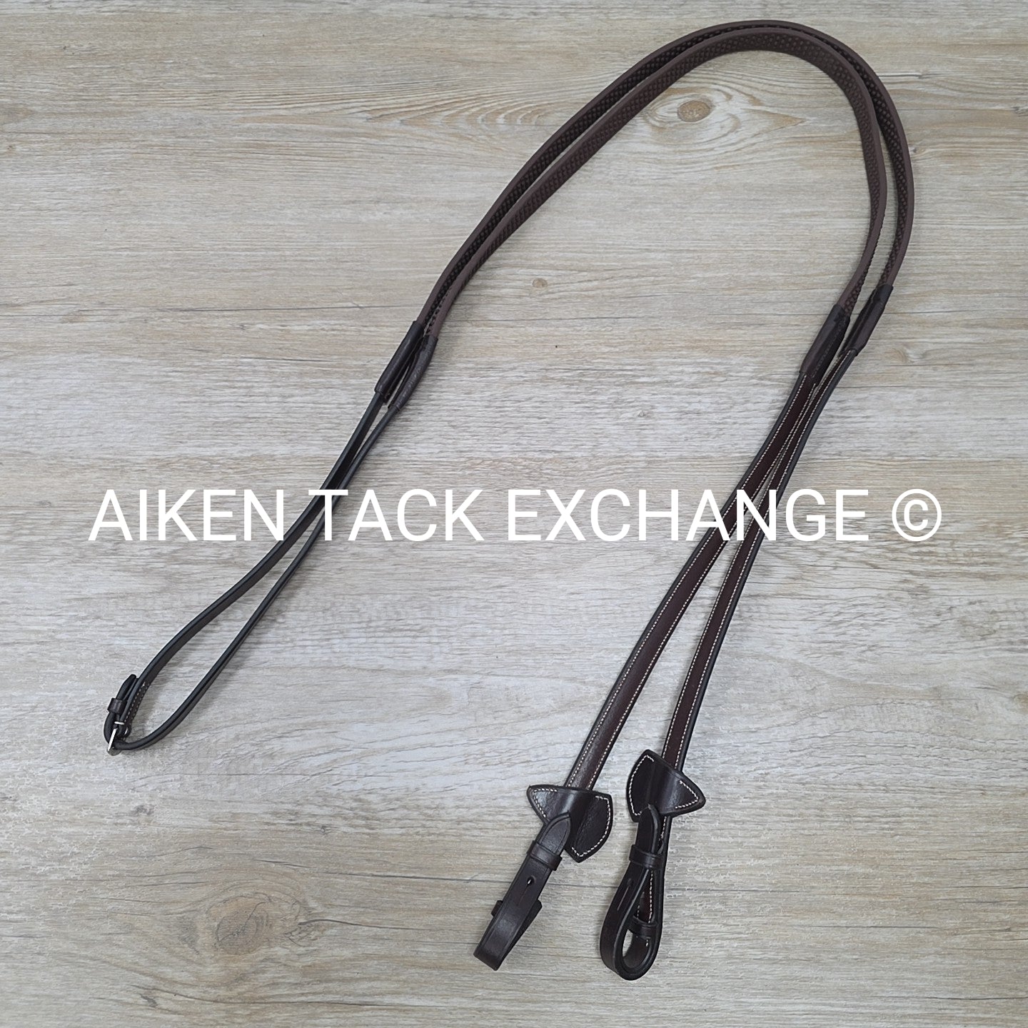 Nunn Finer Bella Donna Fancy Stitched Soft Grip Rubber Reins, Brown, 60"