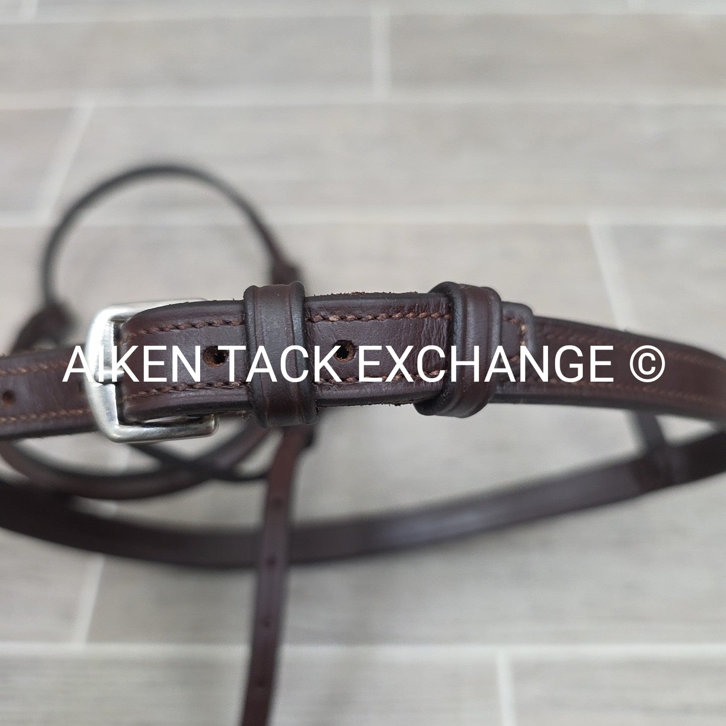 Plain Raised Noseband with Matching Browband, Brown, Size Full