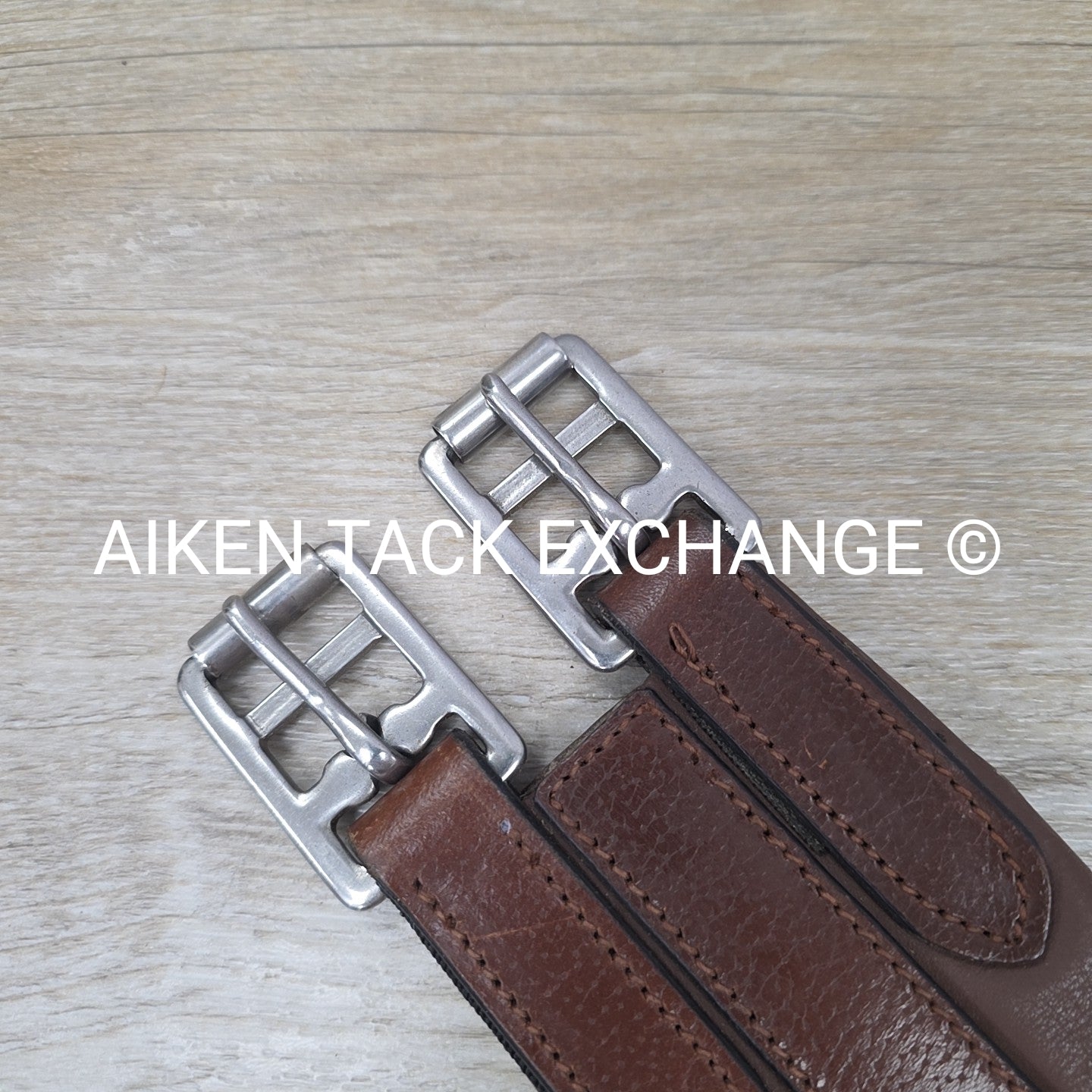 Leather Girth with Single End Elastic, Brown, 40"