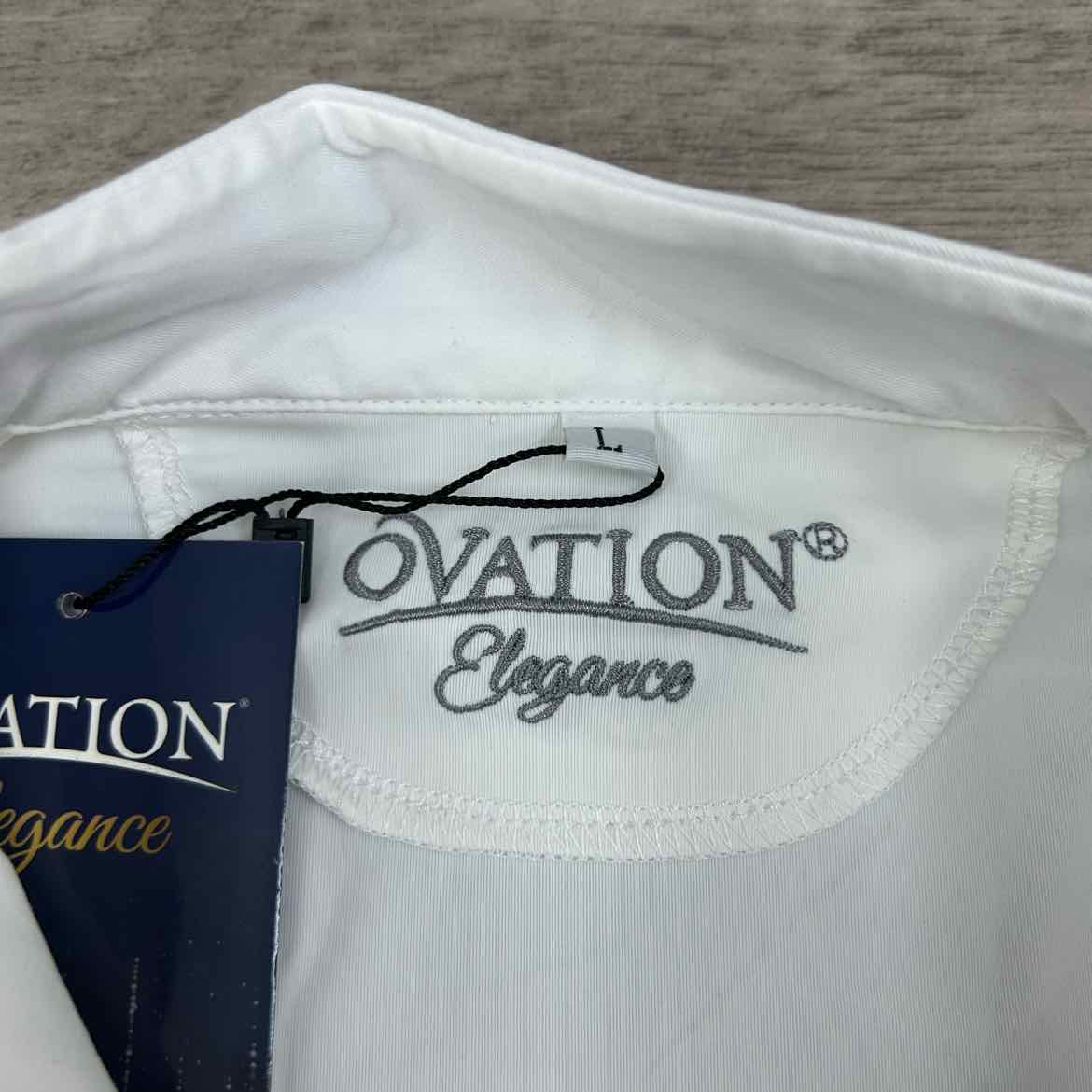 Ovation Elegance Long Sleeve Show Shirt, White, Size Large