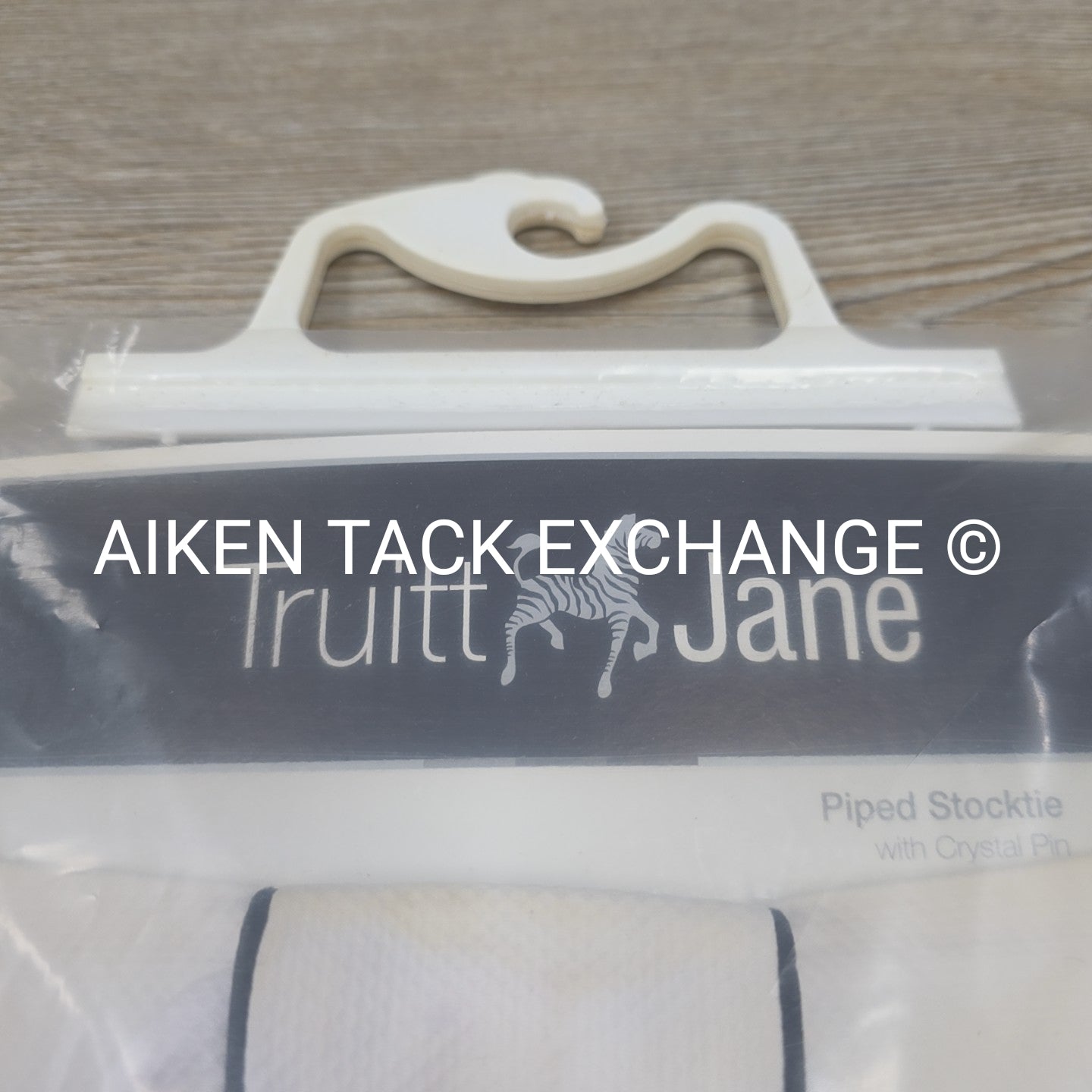 Truitt Jane Piped Stock Tie w/ Crystal Pin, Size Medium