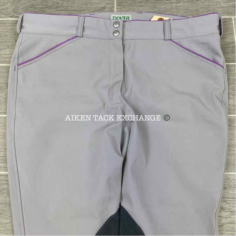 Dover Saddlery Wellesley Knee Patch Breeches Fog/Amethyst, 34