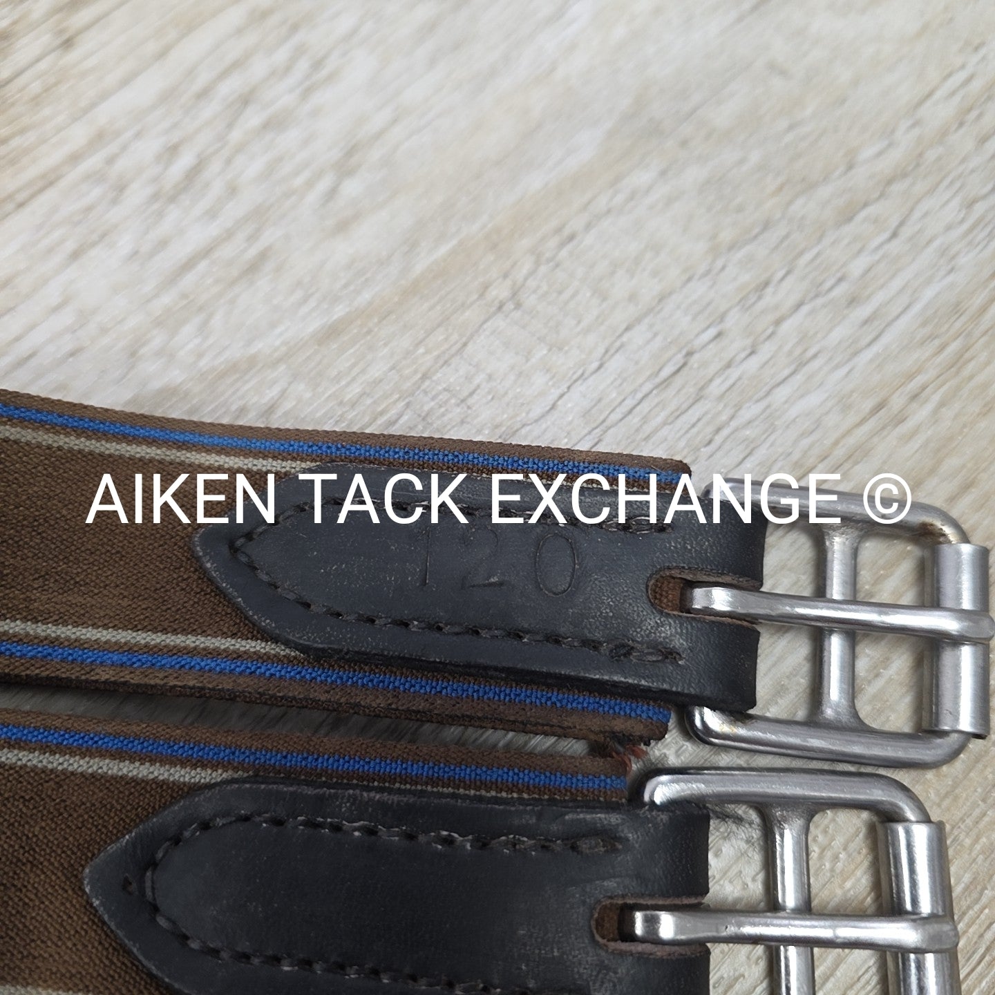 Stubben Leather Girth with Double End Elastic, Brown, 47" (120 cm)