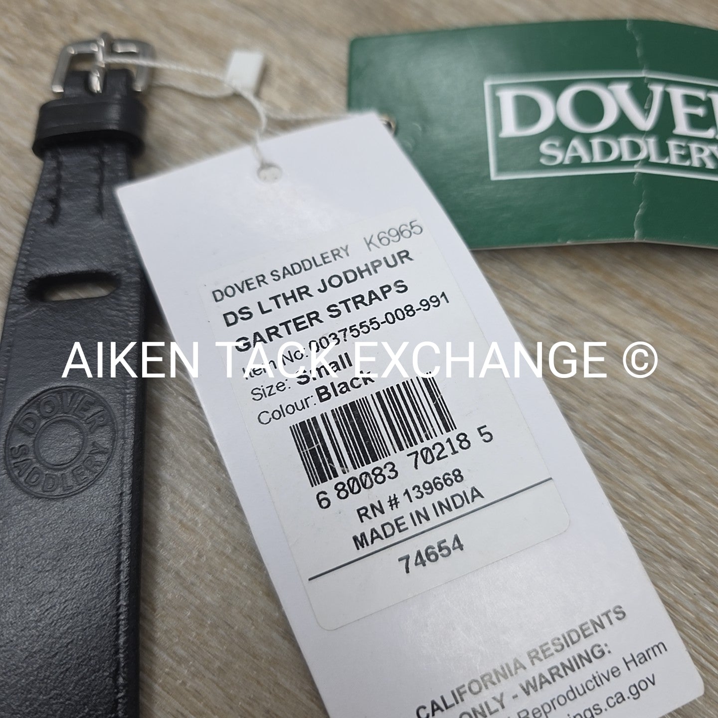 Dover Saddlery Leather Jodhpur Garter Straps, Black, Size Small