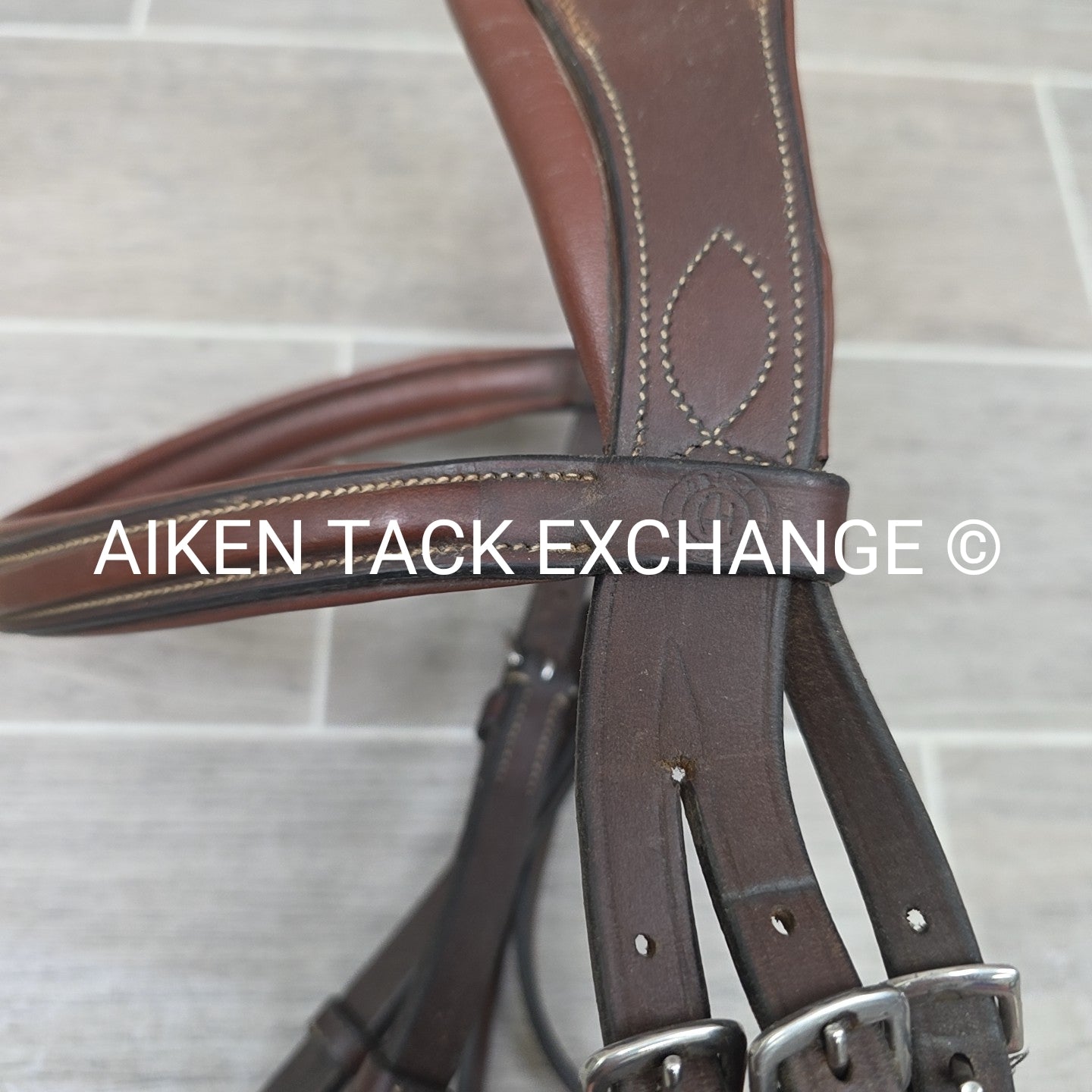Arion Fancy Stitched Flash Noseband Monocrown Bridle, No Reins, Brown, Size Full