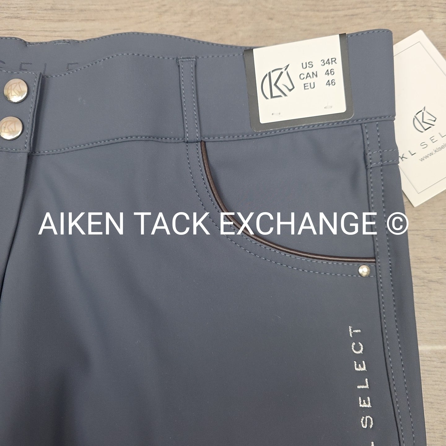 KL Select Gabrielle Knee Patch Breeches, Slate/Espresso, Women's Size 34R