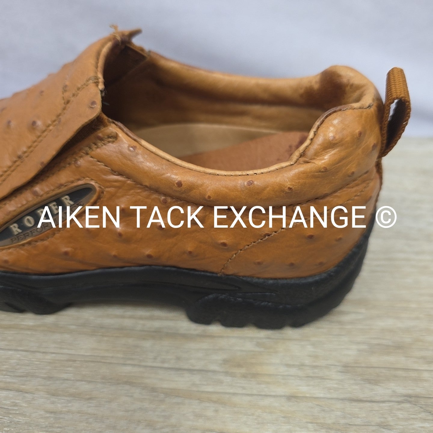 Roper Performance Sport Slip On Shoes, Tan Faux Ostrich, Women's 6