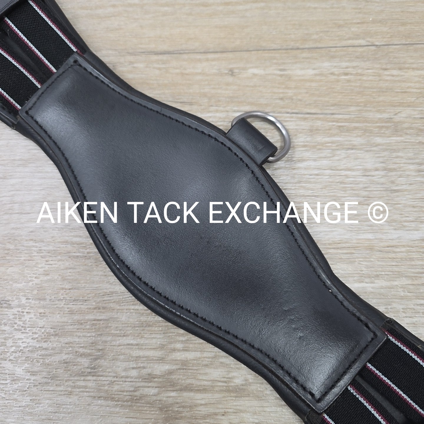Padded Leather Contour Dressage Girth with Double End Elastic, Black, 20"