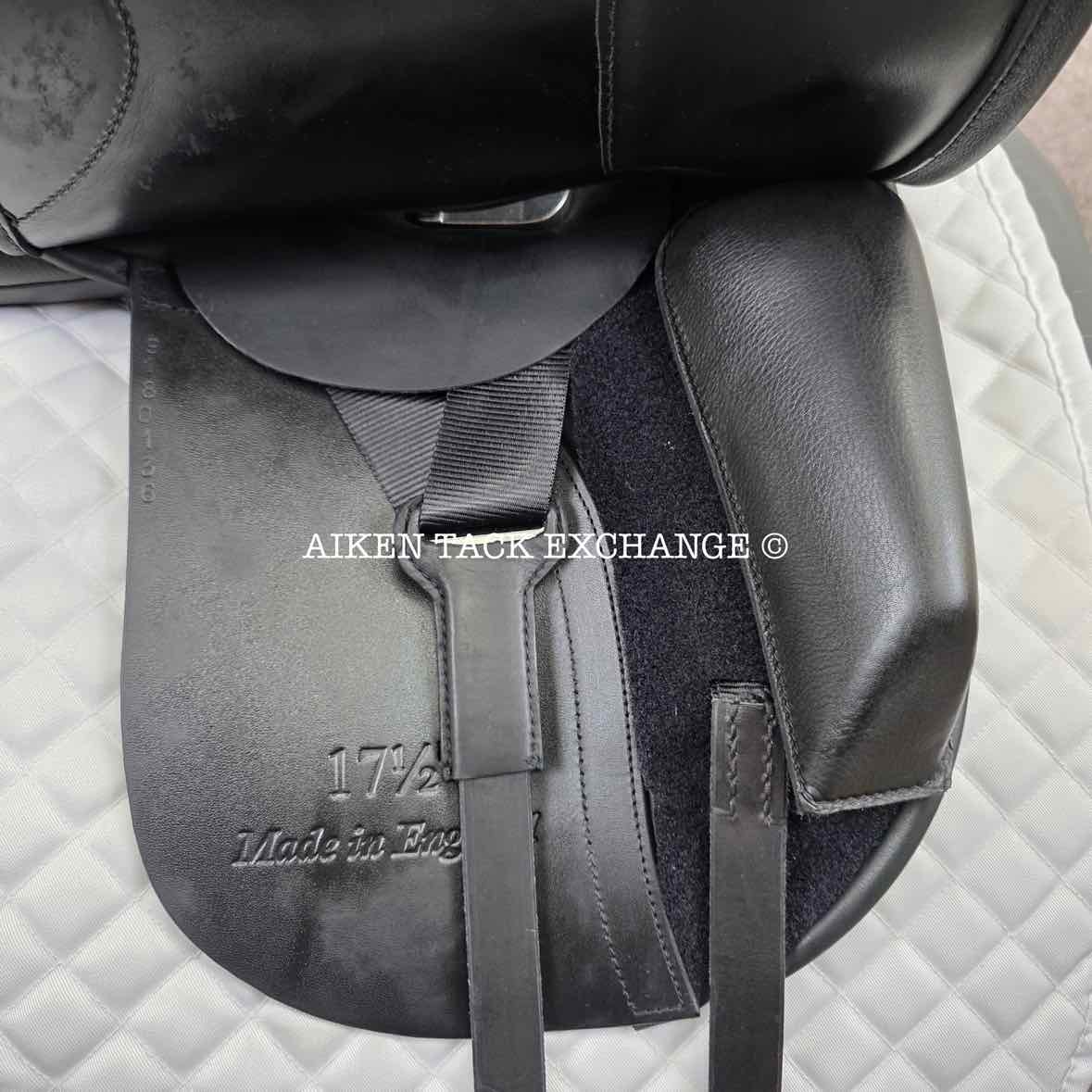 Gullikson Jerger-Genser Dressage Saddle, 17.5" Seat, Extra Short Flap, Wide Tree, Wool Flocked Panels