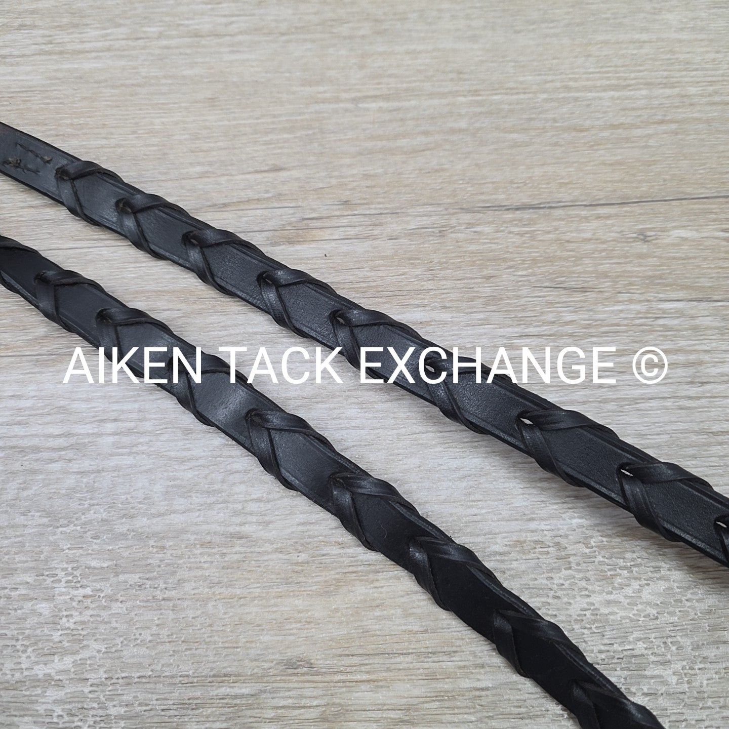 Flat Laced Reins, Black, 54"