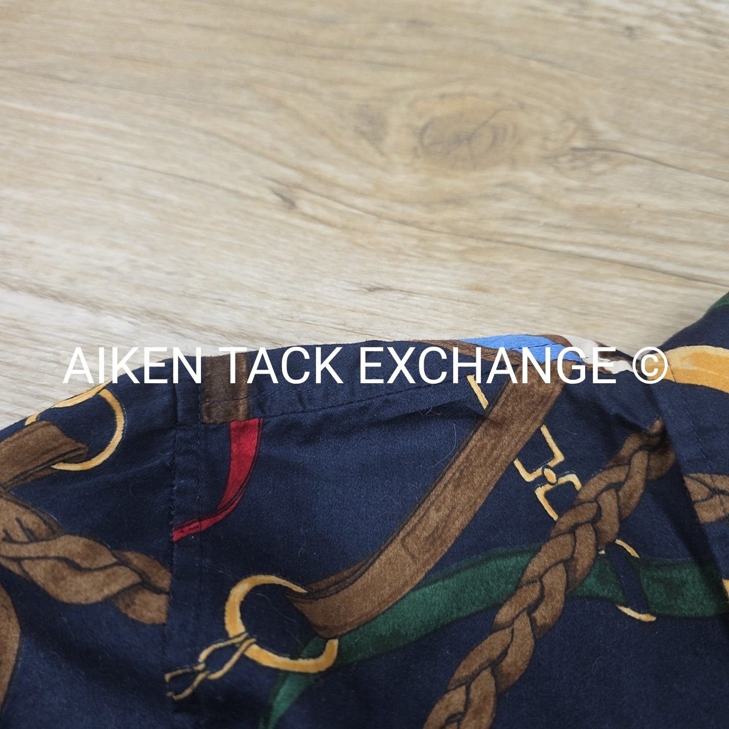 Lauren by Ralph Lauren Equestrian Print Long Sleeve Top, Size Medium