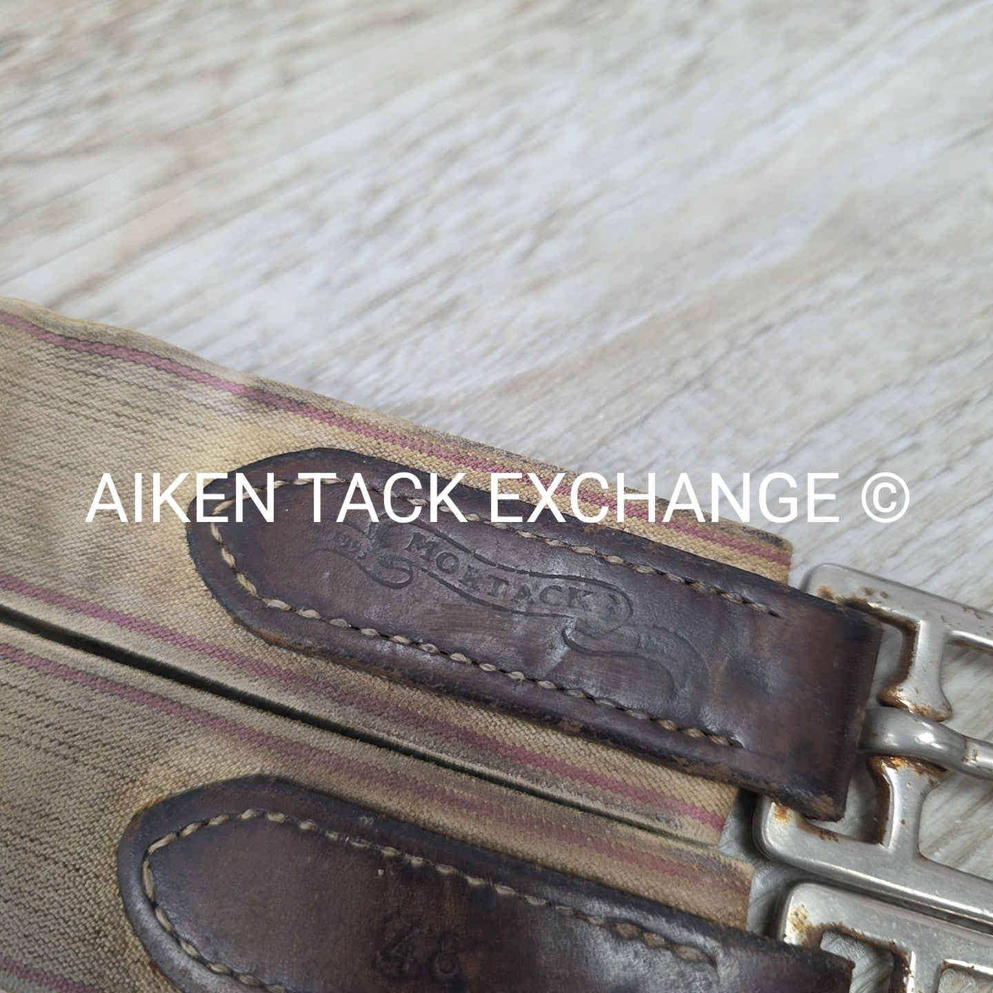 Mortack Leather Girth with Single End Elastic, Brown, 48"