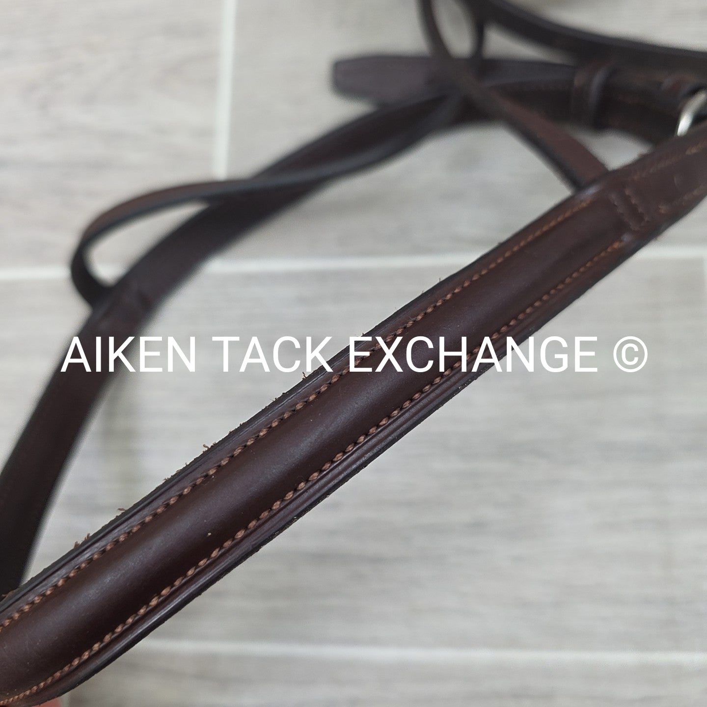 Plain Raised Noseband with Matching Browband, Brown, Size Full
