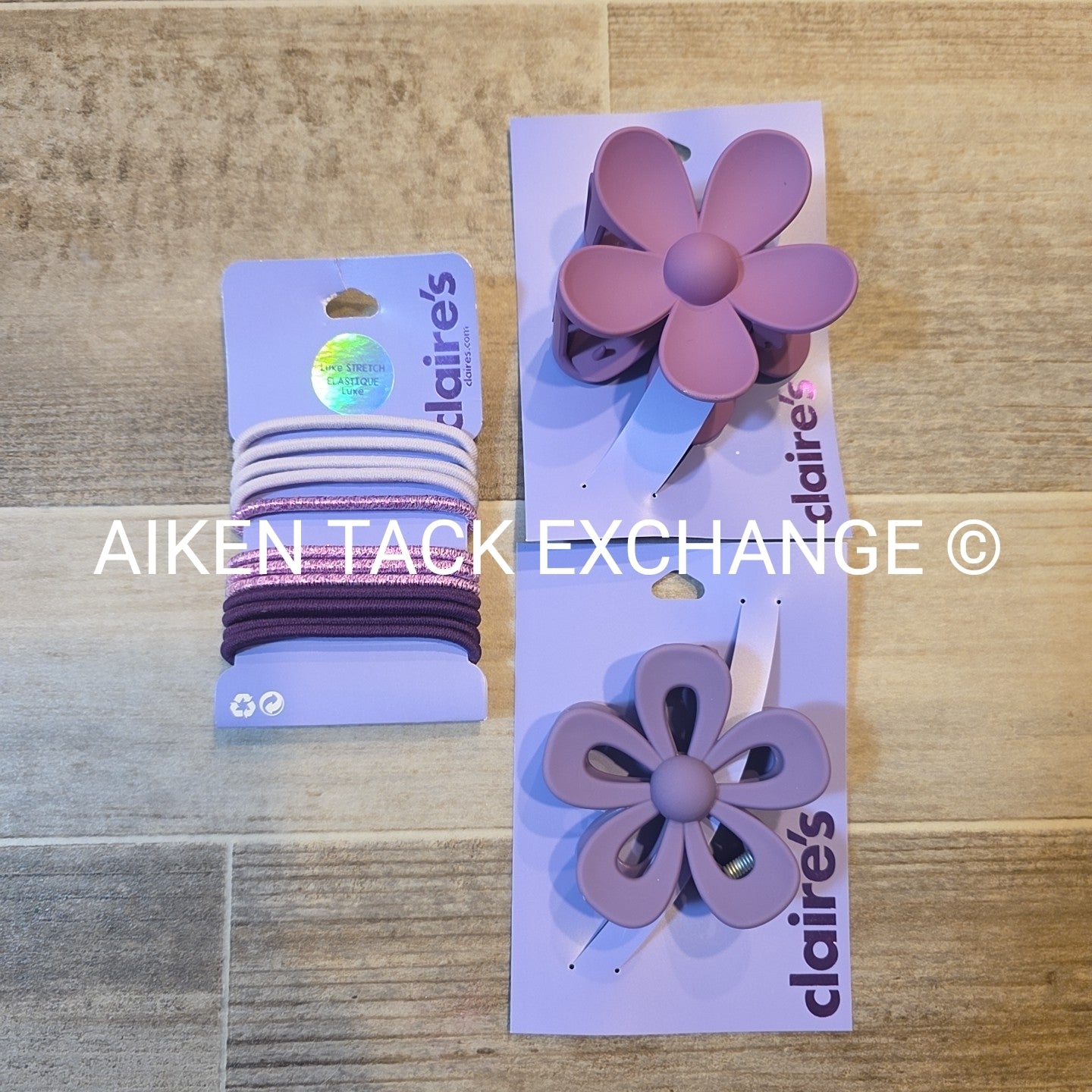 Claire's Hair Bundle - 2 Claw Clips, 1 Pack of Hair Ties