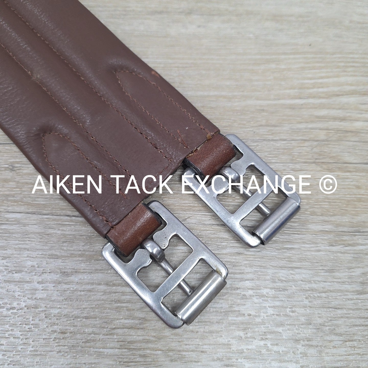 Leather Girth with Single End Elastic, Brown, 40"