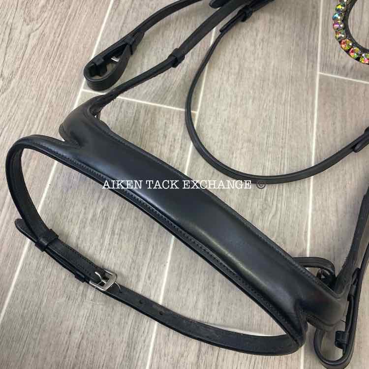 KL Select Ergonomic Flash Dressage Bridle with Bling, Black, Full, Brand New