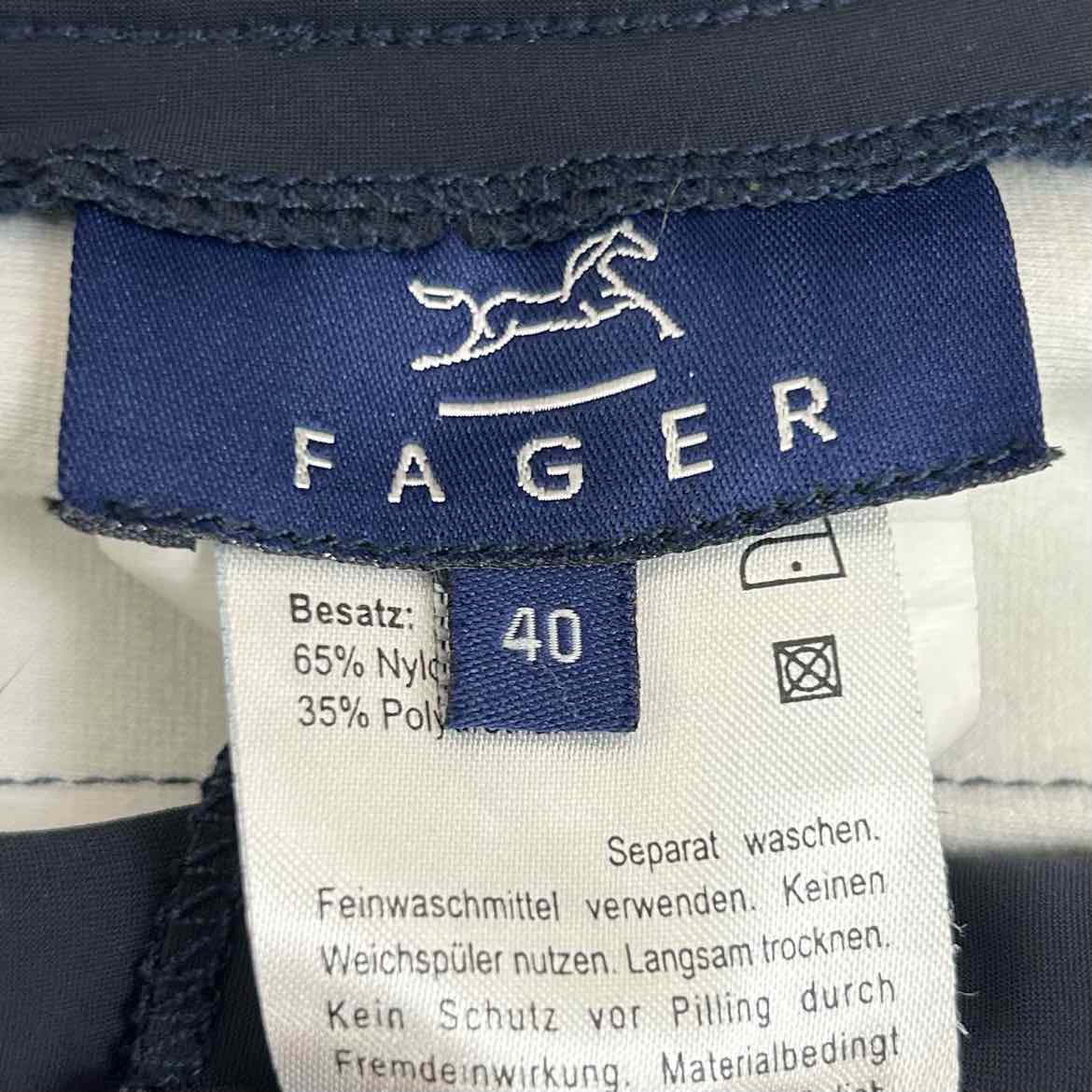 Fager Silicone Grip Full Seat Breeches, Size 40 US 28