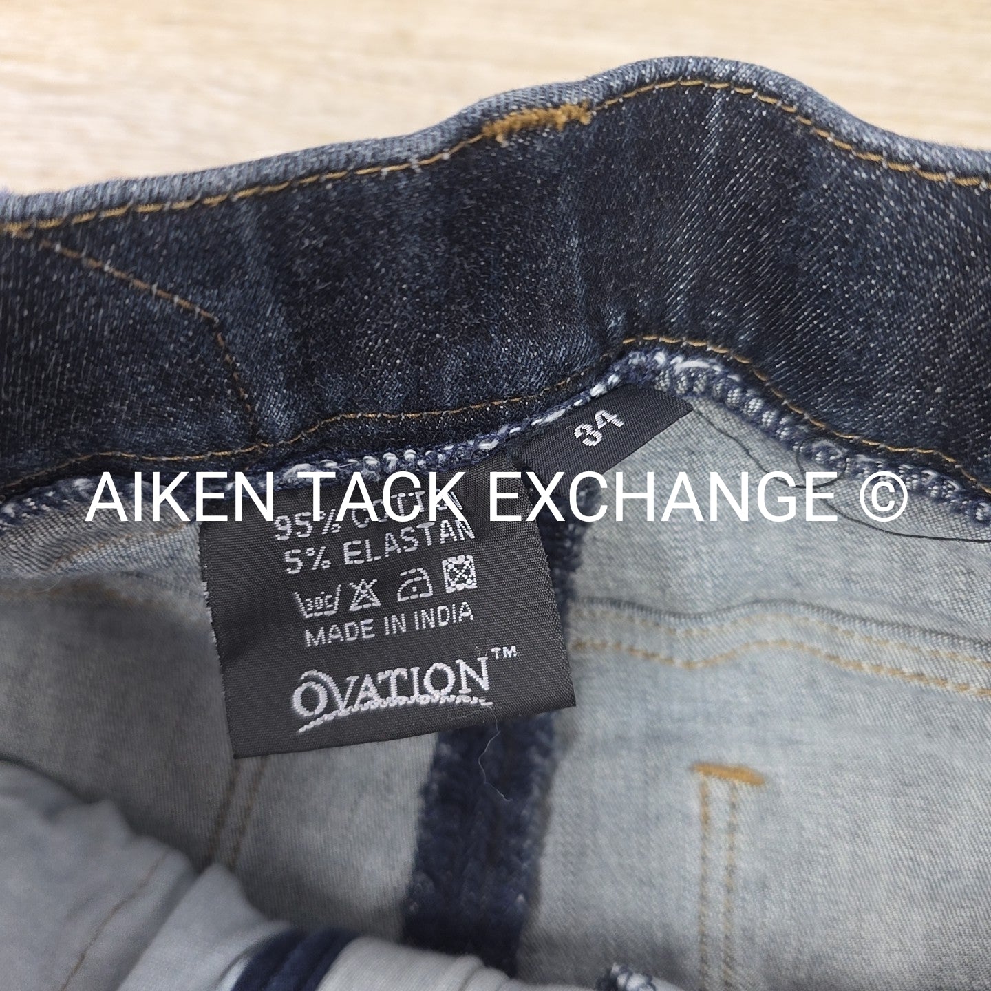 Ovation Denim Full Seat Breeches, Size 34