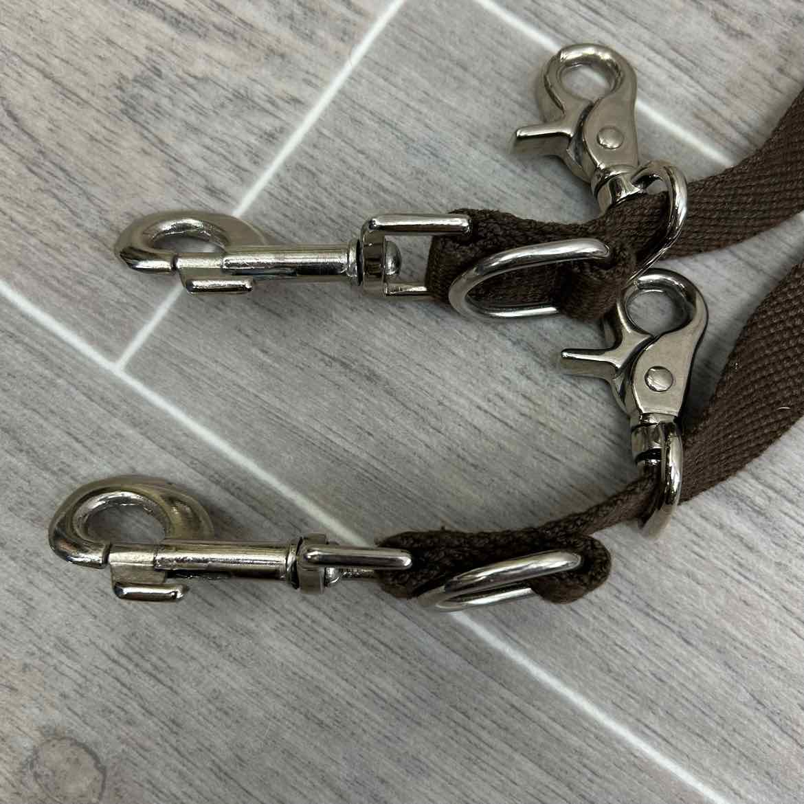 Cotton Web Side Reins with Rubber Donut, Brown, Size Pony, Brand New