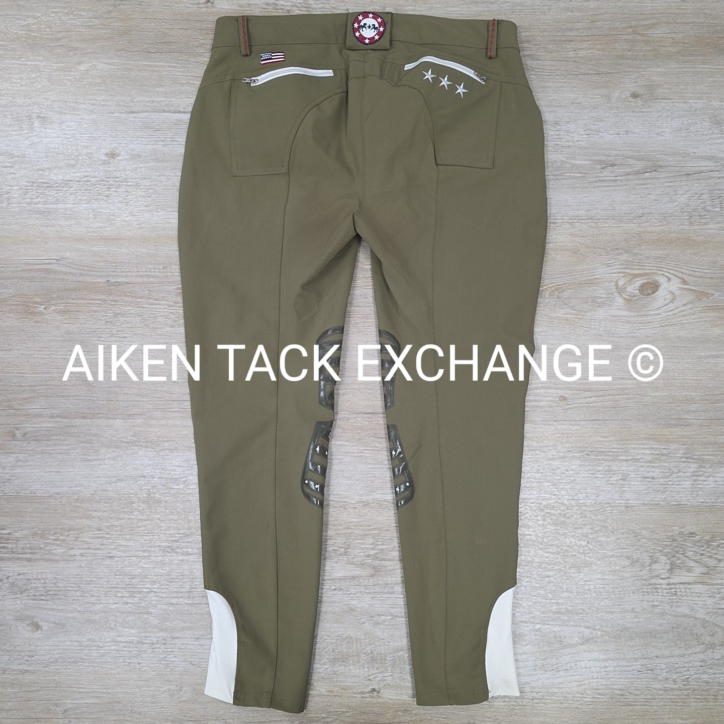 Equine Couture Stars & Stripes Silicone Grip Knee Patch Breeches, Size 34