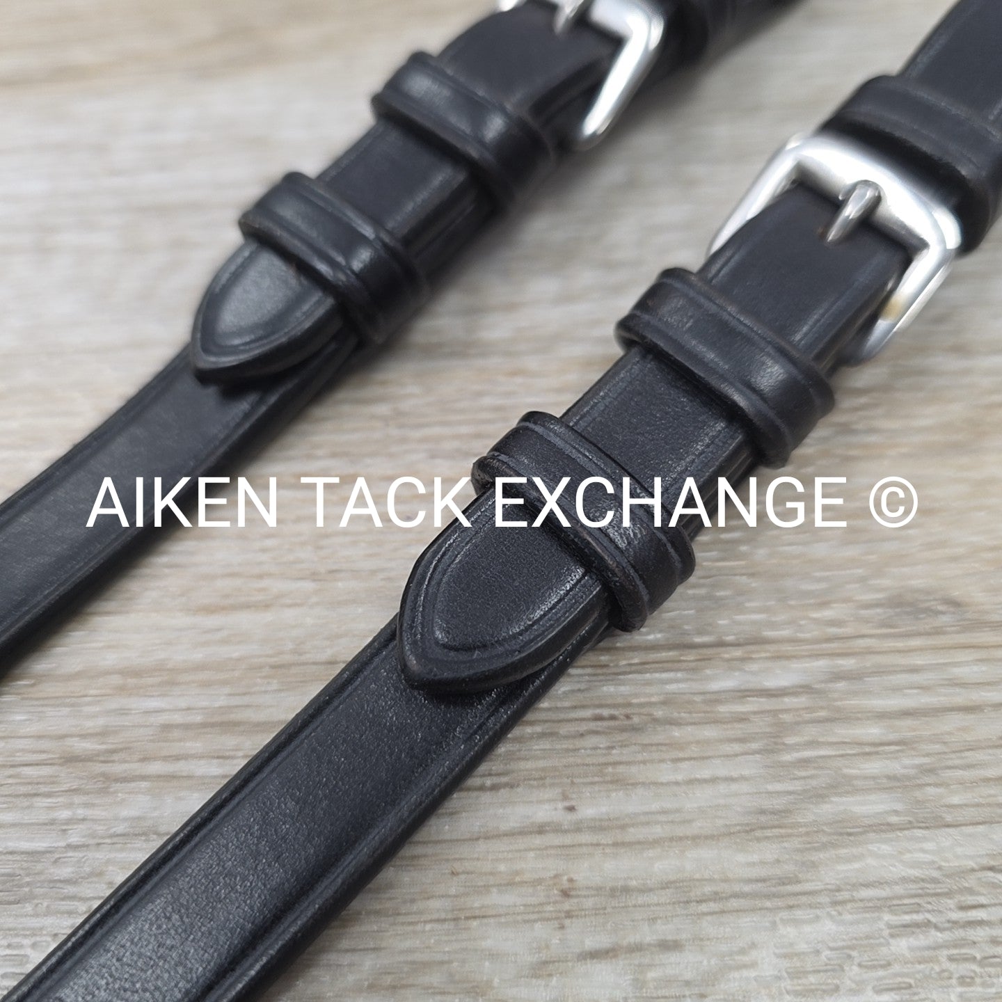 Bobby's English Tack Leather Reins with Hand Stops, Black, 54"