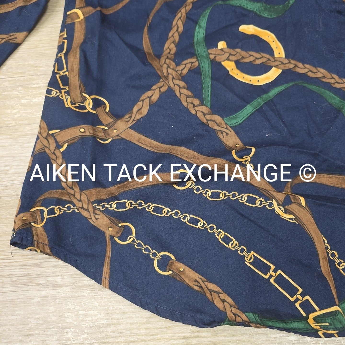 Lauren by Ralph Lauren Equestrian Print Long Sleeve Top, Size Medium