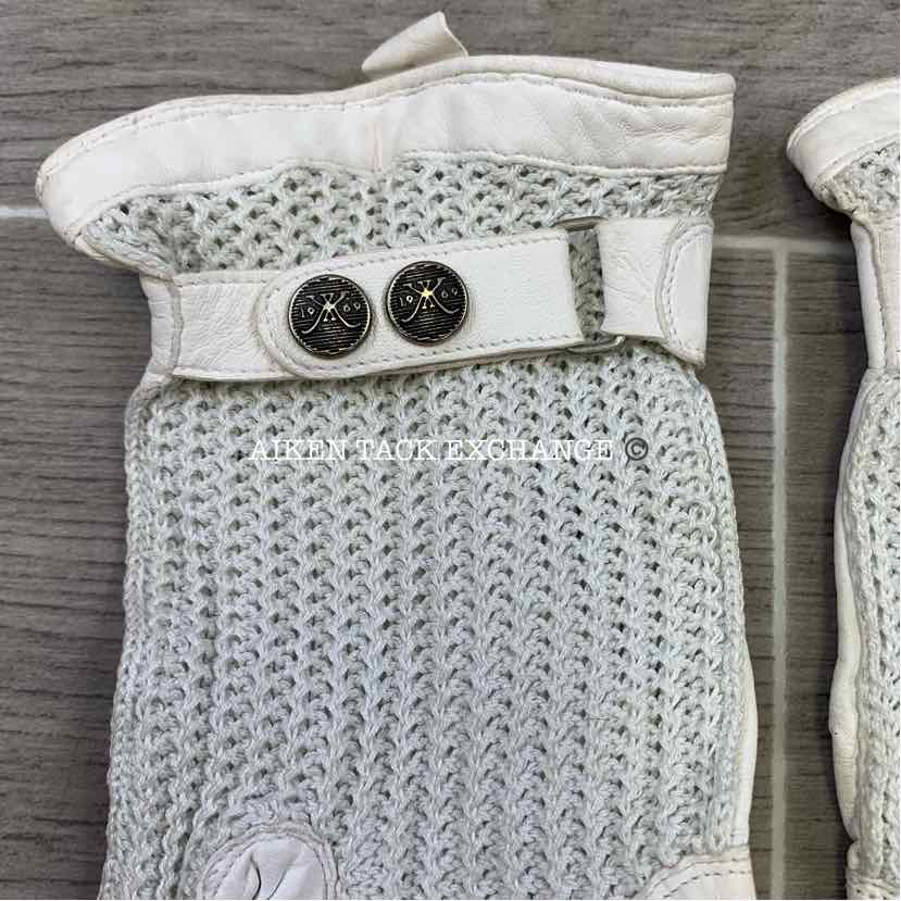 Kyra K. Sheepski/Leather Crochet Gloves, 8.5