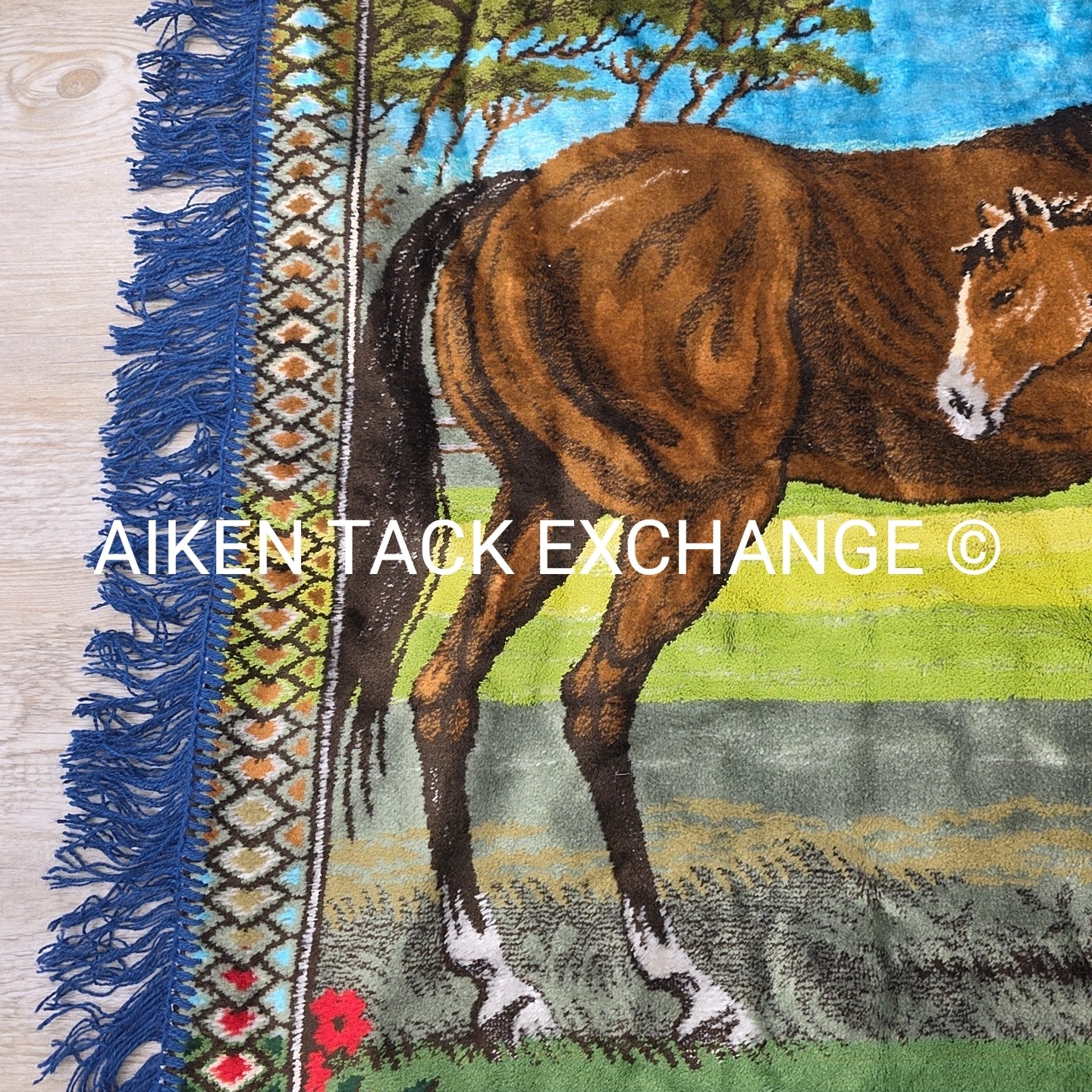 Vintage P & C Woven Velvet Tapestry w/ Horse Scene