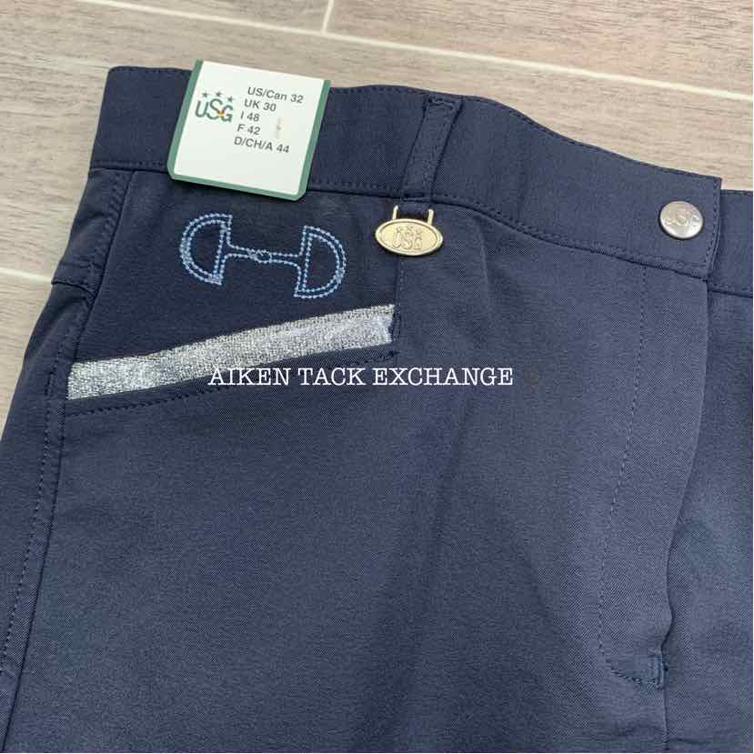 KL Select USG "Meghan" Silicone Grip Full Seat Breeches, Size 32