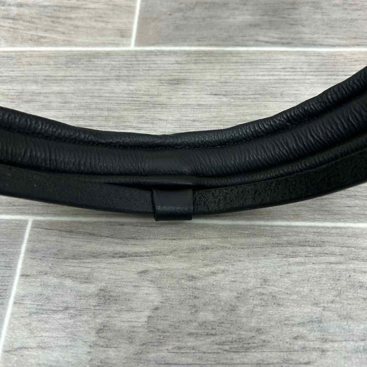 Padded Plain Rashed Flash Noseband, Black & Silver, Oversize