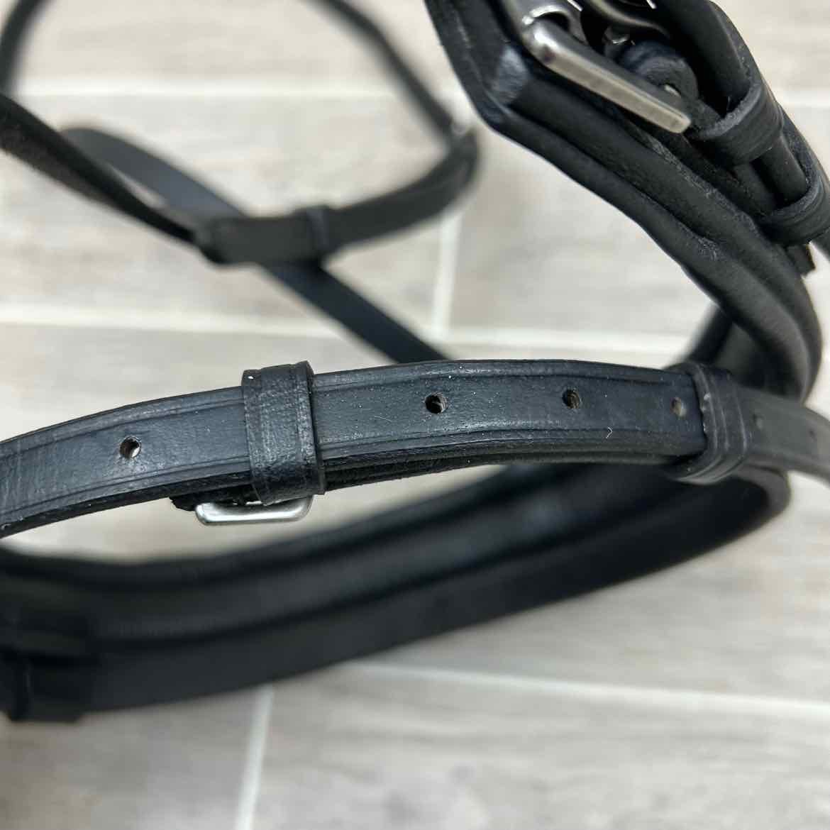 Padded Plain Rashed Flash Noseband, Black & Silver, Oversize