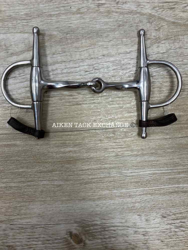 Korsteel Single Joint Slow Twist Pony Full Cheek Bit with Keepers 4.5"