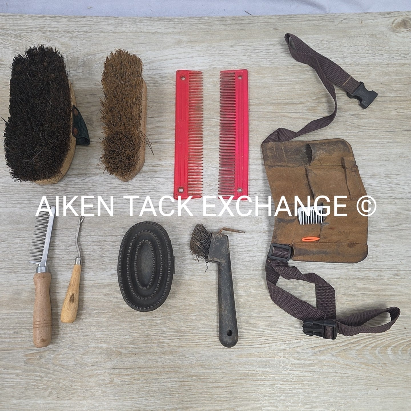 BARGAIN BUNDLE: 2 Brushes, 2 Combs, Curry Comb, Hoof Pick, & Braiding Tools