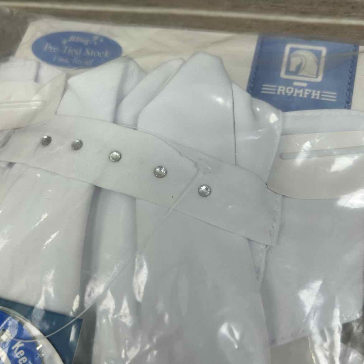 Romfh Bling Pre Tied Bling Stock Tie, White, One Size, Brand New