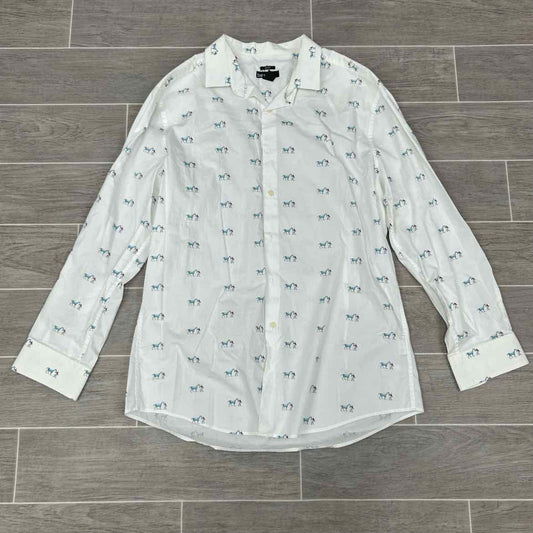 Bar III Long Sleeve Button Up Top, Size Large