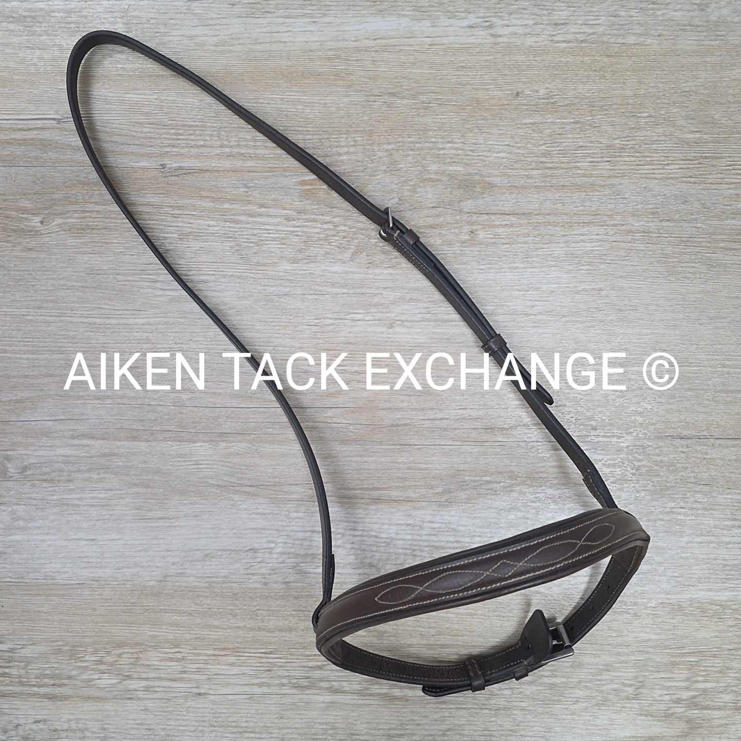 Padded Fancy Stitch Noseband, Brown, Size Full