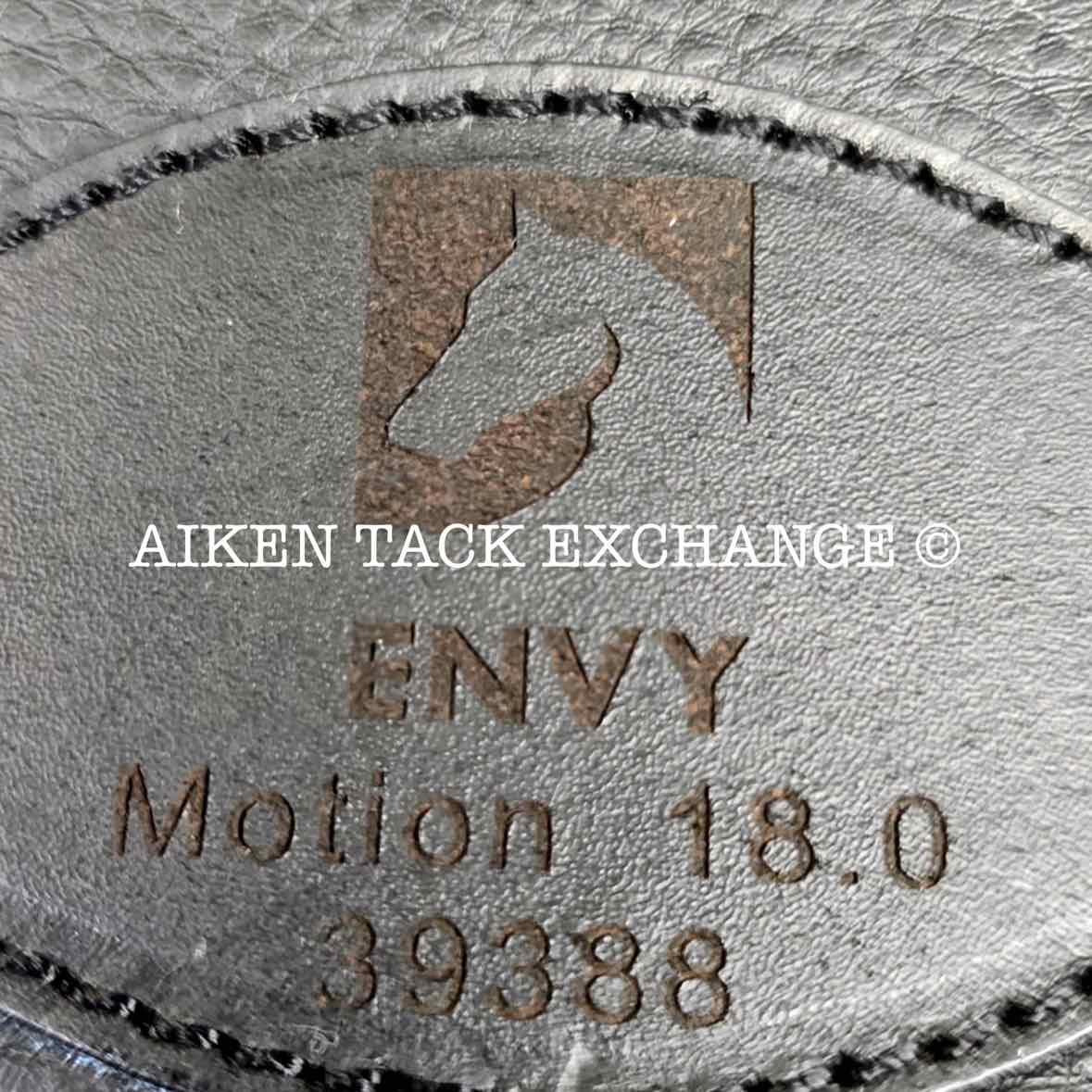 2024 Envy by Custom Saddlery Motion Monoflap Dressage Saddle, 18" Seat, Adjustable Tree, Wool Flocked Panels