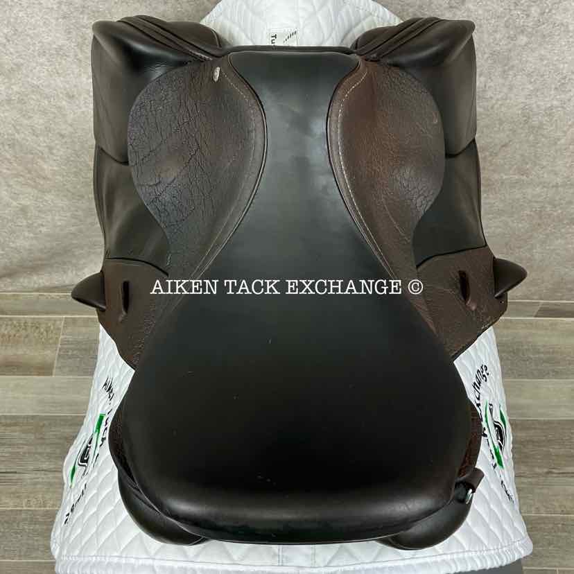 2014 Custom Saddlery Monte Carlo Monoflap Jump Saddle, 17" Seat, Forward Flap, Adjustable Tree, Wool Flocked Panels