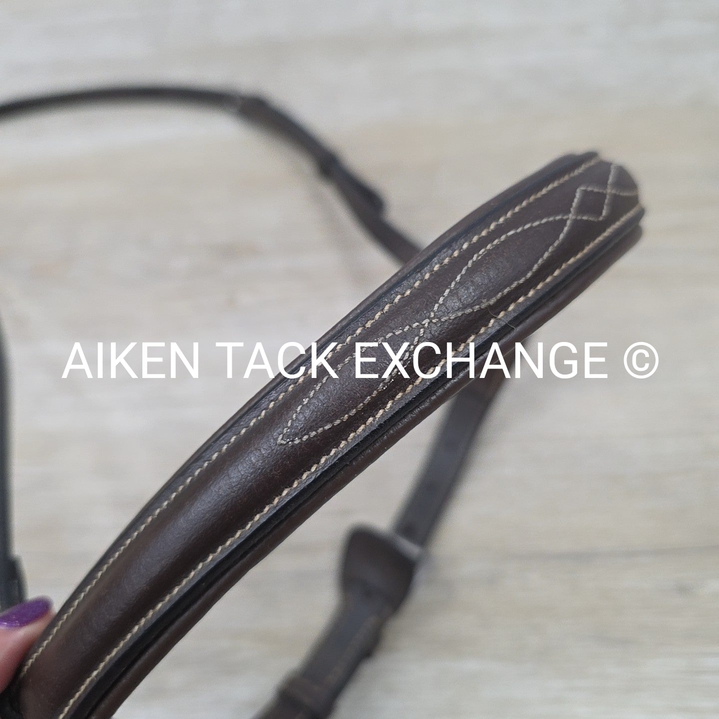 Padded Fancy Stitch Noseband, Brown, Size Full
