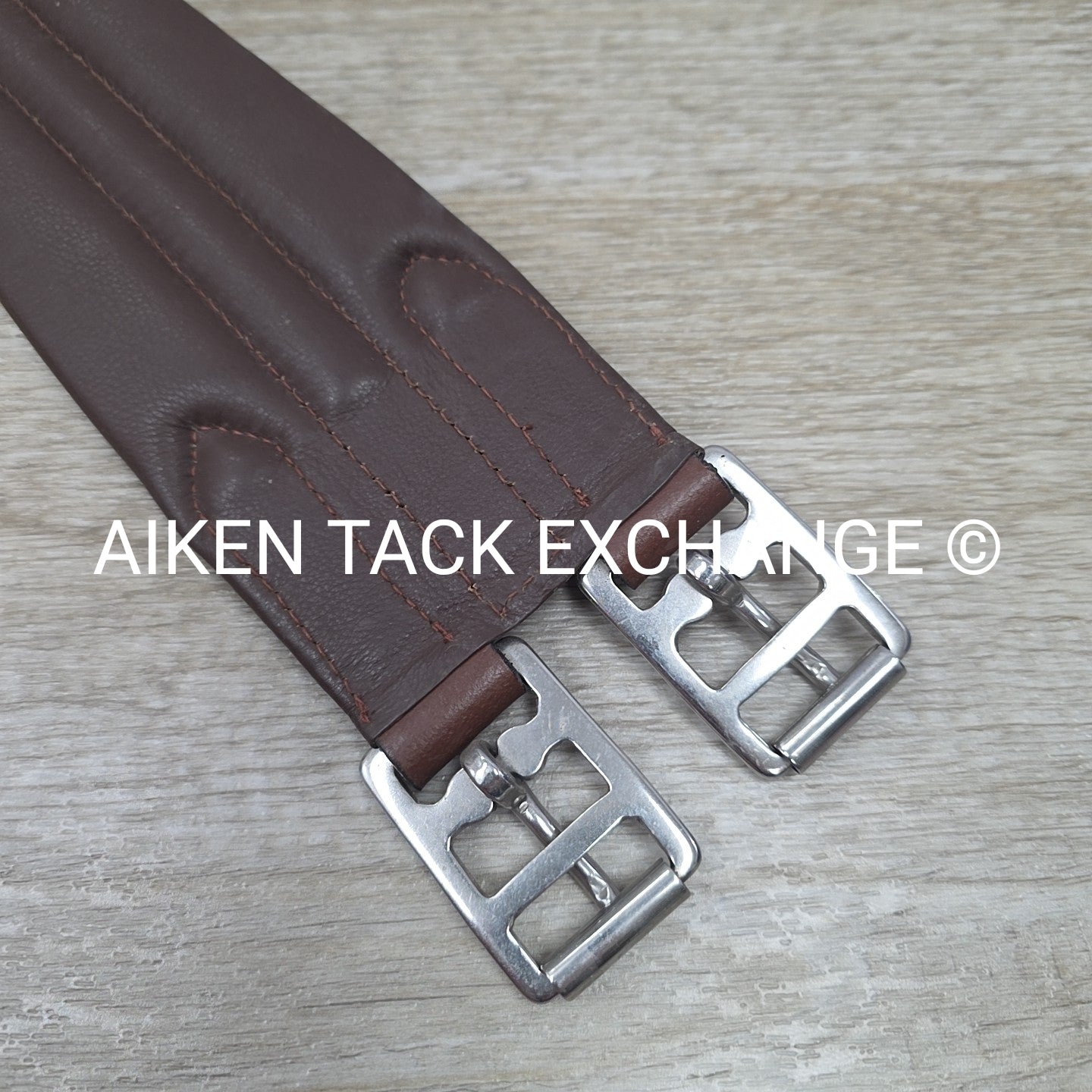 Leather Girth with Single End Elastic, Brown, 38"