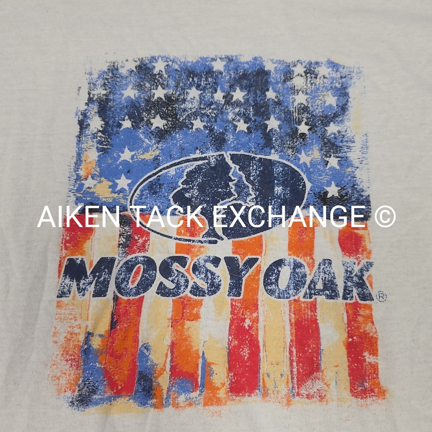 Mossy Oak Short Sleeve T-Shirt with American Flag, Men's Size Large