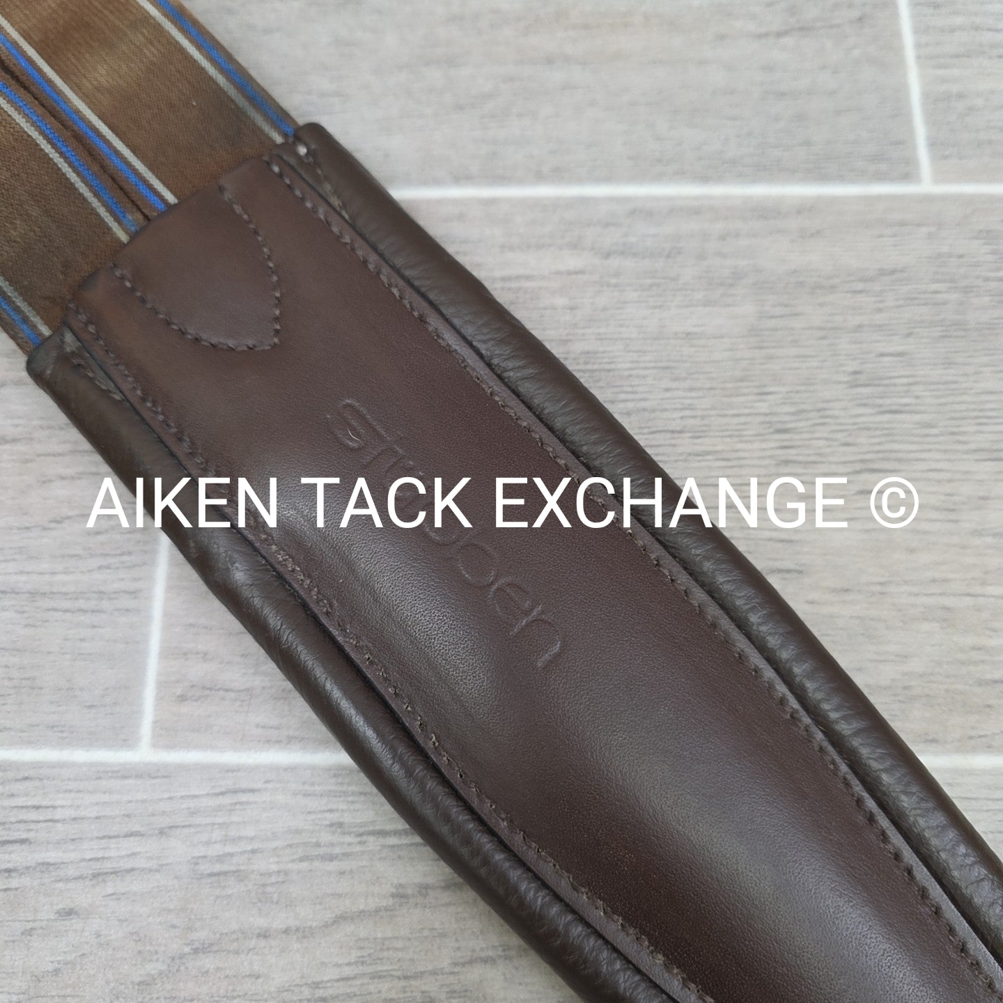 Stubben Leather Girth with Double End Elastic, Brown, 54"