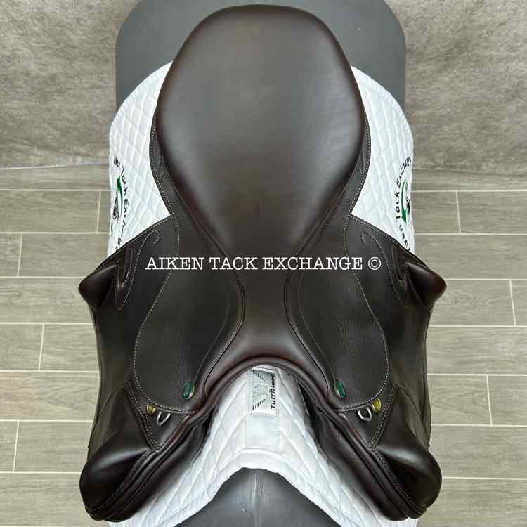 **SOLD** 2021 Prestige Passion K Monoflap Jump Saddle, 17" Seat, 34 Tree - MW, Wool Flocked Panels