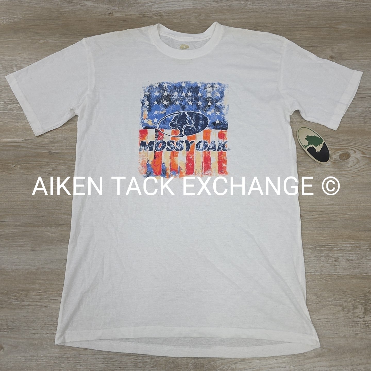 Mossy Oak Short Sleeve T-Shirt with American Flag, Men's Size