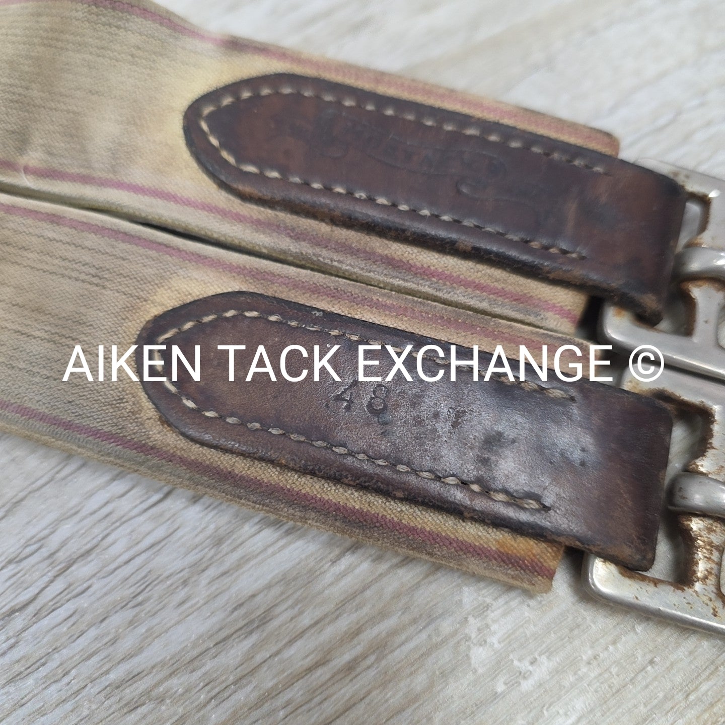 Mortack Leather Girth with Single End Elastic, Brown, 48"