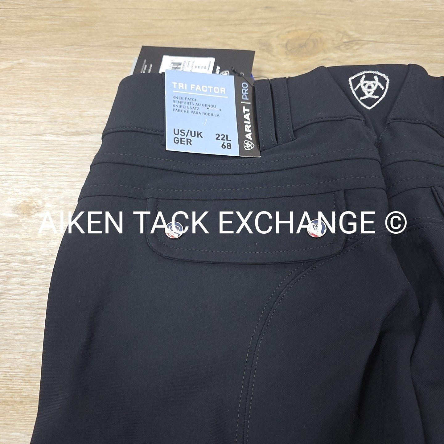 Ariat Tri Factor Silicone Grip Knee Patch Breeches, Size 22 L