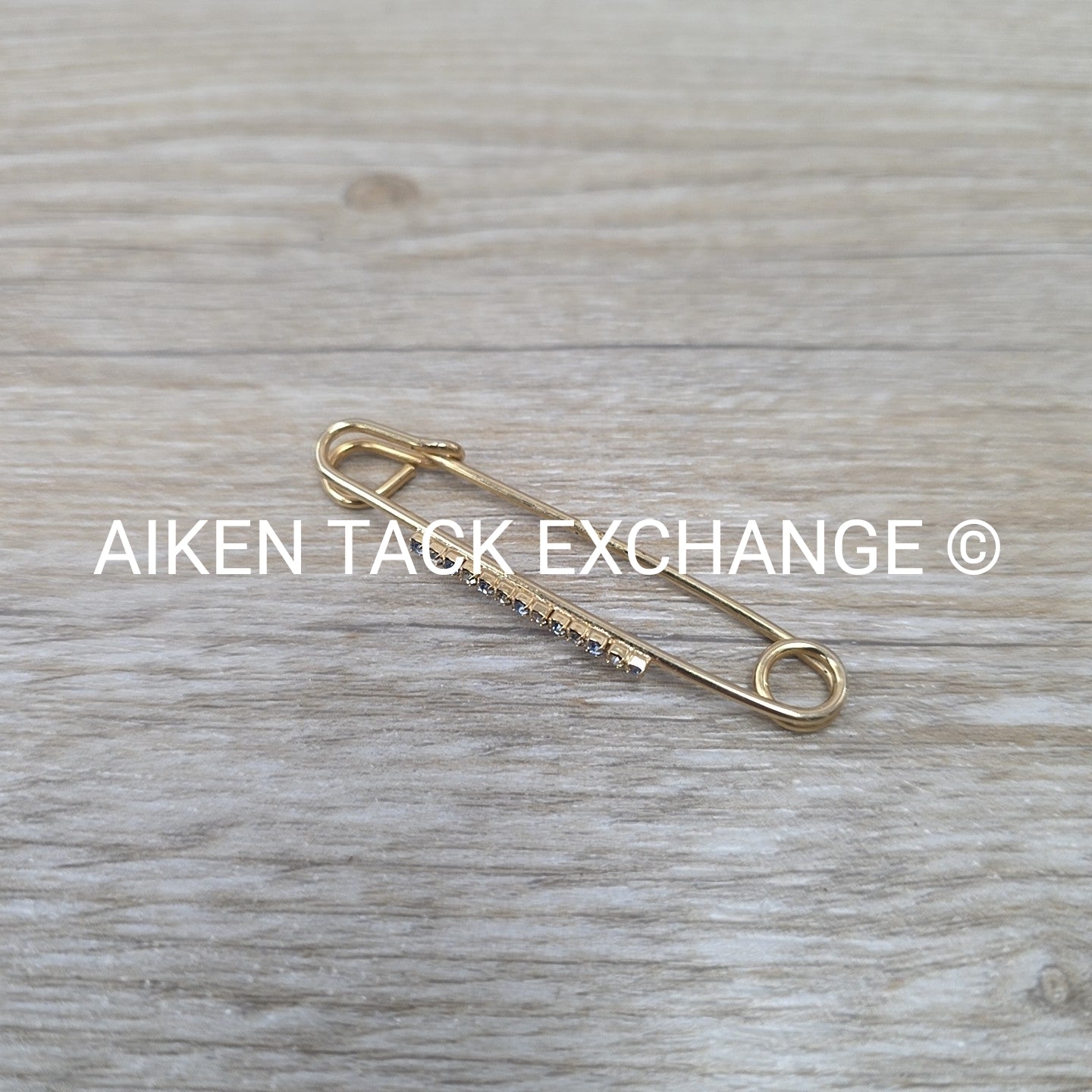 Stock Pin, Gold with White & Blue Bling