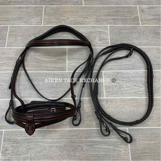 KL Select KL Italia Burghley Bridle with Soft Grip Reins, Brown, Oversize