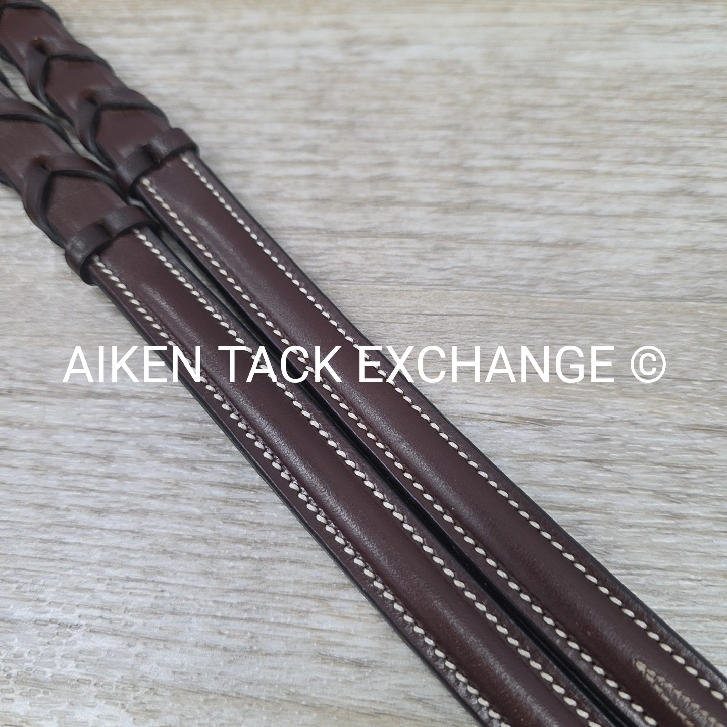 KL Select Red Barn Round Raised Fancy Stitch Laced Reins, Brown, Size Full